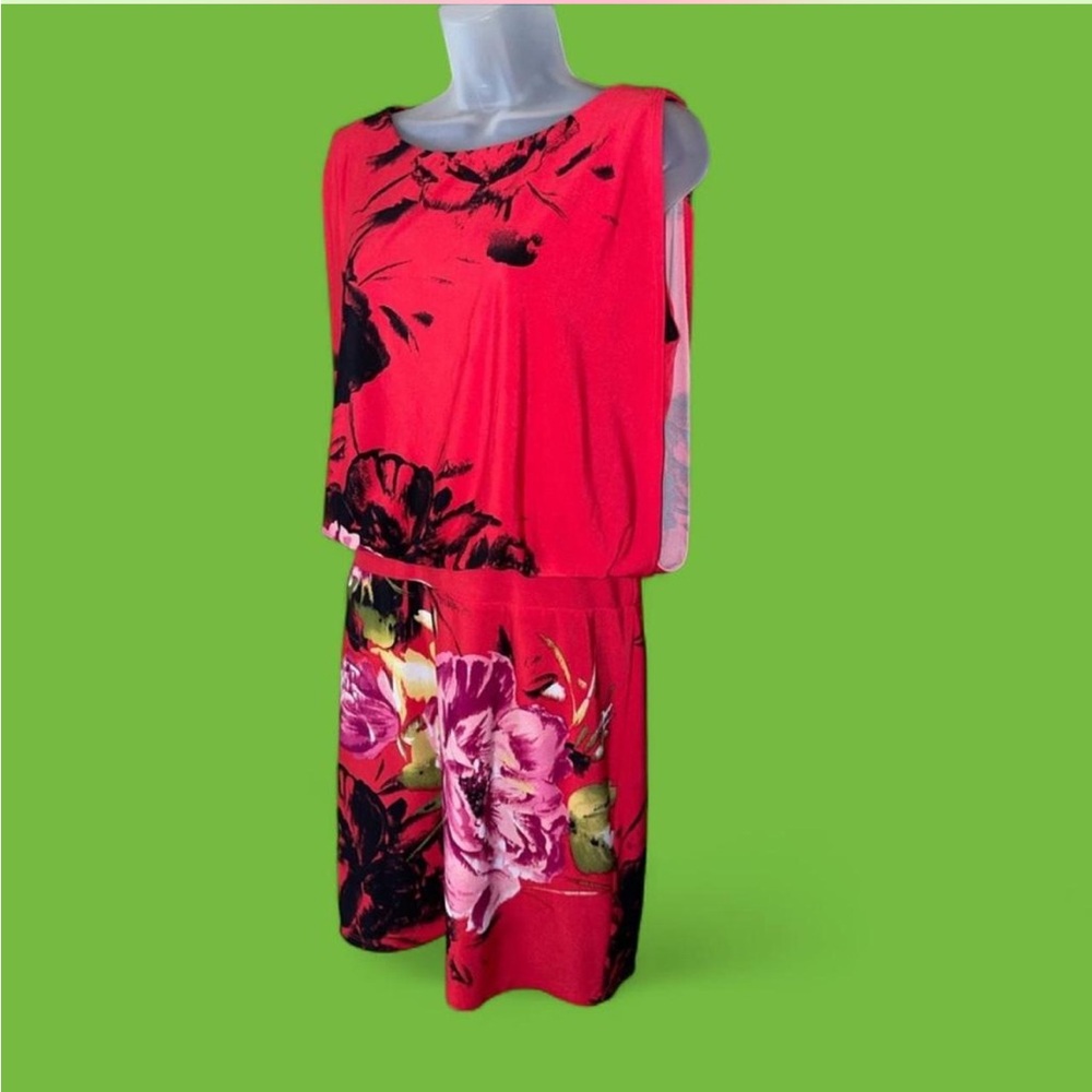 Studio I Blouson Dress Tropical Floral Print 12 - Picture 3 of 16